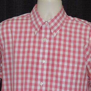 Brooks Brothers REGENT Non Iron White & Red Plaid Mens Shirt Sz L Excellent Cond